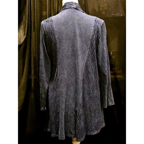 Jess & Jane Navy Mineral Wash Contrast Grooved Stitching Cardigan Jacket, SMALL - Picture 5 of 6